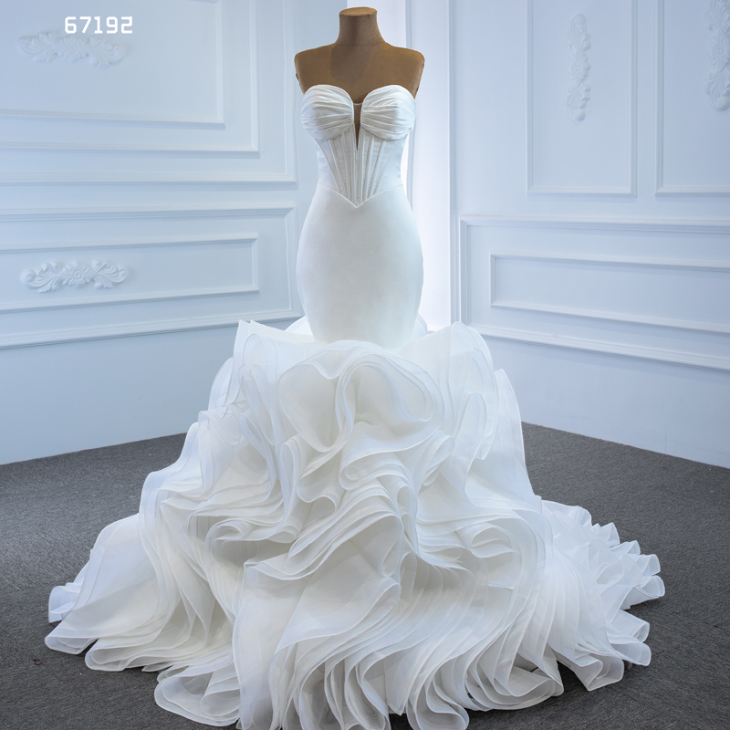 Off shoulder wedding dress white mermaid wedding gown for bridal dress 2021 with train robe Mariee sweetheart lace up back